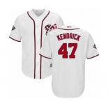 Men's Washington Nationals #47 Howie Kendrick Replica White Home Cool Base 2019 World Series Bound Baseball Jersey