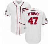 Men's Washington Nationals #47 Howie Kendrick Replica White Home Cool Base 2019 World Series Champions Baseball Jersey