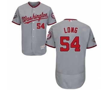 Men's Washington Nationals #54 Kevin Long Grey Road Flex Base Authentic Collection 2019 World Series Bound Baseball Jersey