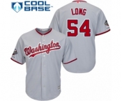 Men's Washington Nationals #54 Kevin Long Replica Grey Road Cool Base 2019 World Series Champions Baseball Jersey