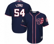 Men's Washington Nationals #54 Kevin Long Replica Navy Blue Alternate 2 Cool Base 2019 World Series Bound Baseball Jersey