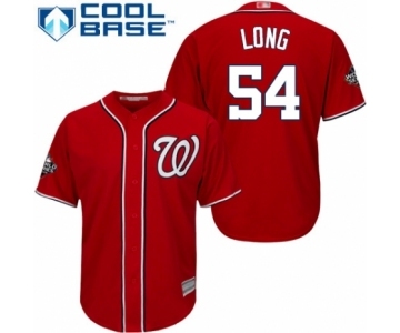 Men's Washington Nationals #54 Kevin Long Replica Red Alternate 1 Cool Base 2019 World Series Bound Baseball Jersey