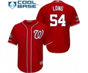 Men's Washington Nationals #54 Kevin Long Replica Red Alternate 1 Cool Base 2019 World Series Champions Baseball Jersey