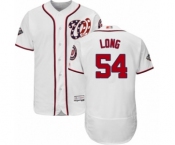 Men's Washington Nationals #54 Kevin Long White Home Flex Base Authentic Collection 2019 World Series Bound Baseball Jersey