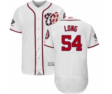 Men's Washington Nationals #54 Kevin Long White Home Flex Base Authentic Collection 2019 World Series Champions Baseball Jersey