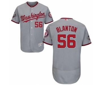 Men's Washington Nationals #56 Joe Blanton Grey Road Flex Base Authentic Collection 2019 World Series Bound Baseball Jersey