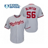 Men's Washington Nationals #56 Joe Blanton Replica Grey Road Cool Base 2019 World Series Bound Baseball Jersey