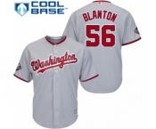 Men's Washington Nationals #56 Joe Blanton Replica Grey Road Cool Base 2019 World Series Bound Baseball Jersey