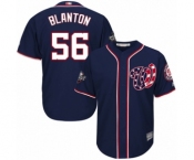 Men's Washington Nationals #56 Joe Blanton Replica Navy Blue Alternate 2 Cool Base 2019 World Series Bound Baseball Jersey