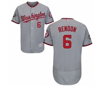 Men's Washington Nationals #6 Anthony Rendon Grey Road Flex Base Authentic Collection 2019 World Series Bound Baseball Jersey