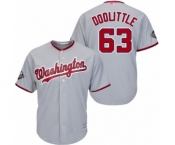 Men's Washington Nationals #63 Sean Doolittle Replica Grey Road Cool Base 2019 World Series Bound Baseball Jersey