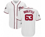 Men's Washington Nationals #63 Sean Doolittle Replica White Home Cool Base 2019 World Series Bound Baseball Jersey