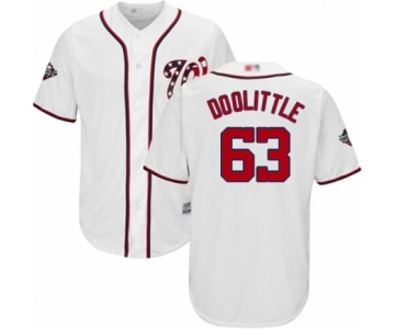 Men's Washington Nationals #63 Sean Doolittle Replica White Home Cool Base 2019 World Series Bound Baseball Jersey