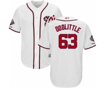 Men's Washington Nationals #63 Sean Doolittle Replica White Home Cool Base 2019 World Series Champions Baseball Jersey