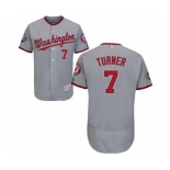 Men's Washington Nationals #7 Trea Turner Grey Road Flex Base Authentic Collection 2019 World Series Bound Baseball Jersey