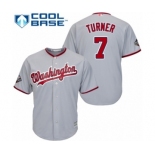 Men's Washington Nationals #7 Trea Turner Replica Grey Road Cool Base 2019 World Series Bound Baseball Jersey