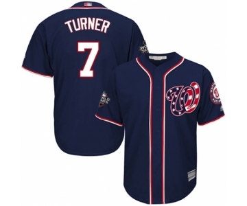 Men's Washington Nationals #7 Trea Turner Replica Navy Blue Alternate 2 Cool Base 2019 World Series Bound Baseball Jersey