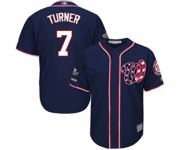 Men's Washington Nationals #7 Trea Turner Replica Navy Blue Alternate 2 Cool Base 2019 World Series Champions Baseball Jersey