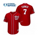 Men's Washington Nationals #7 Trea Turner Replica Red Alternate 1 Cool Base 2019 World Series Champions Baseball Jersey