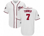 Men's Washington Nationals #7 Trea Turner Replica White Home Cool Base 2019 World Series Bound Baseball Jersey