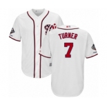 Men's Washington Nationals #7 Trea Turner Replica White Home Cool Base 2019 World Series Champions Baseball Jersey