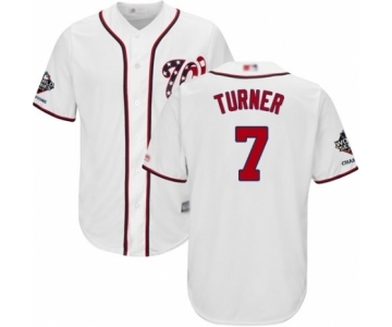 Men's Washington Nationals #7 Trea Turner Replica White Home Cool Base 2019 World Series Champions Baseball Jersey