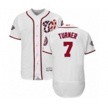 Men's Washington Nationals #7 Trea Turner White Home Flex Base Authentic Collection 2019 World Series Bound Baseball Jersey