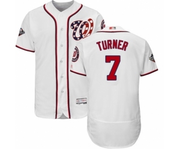 Men's Washington Nationals #7 Trea Turner White Home Flex Base Authentic Collection 2019 World Series Bound Baseball Jersey