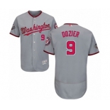 Men's Washington Nationals #9 Brian Dozier Grey Road Flex Base Authentic Collection 2019 World Series Bound Baseball Jersey