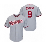 Men's Washington Nationals #9 Brian Dozier Replica Grey Road Cool Base 2019 World Series Bound Baseball Jersey