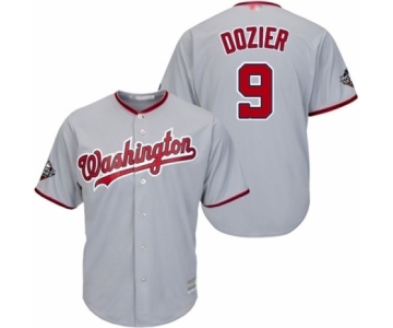 Men's Washington Nationals #9 Brian Dozier Replica Grey Road Cool Base 2019 World Series Bound Baseball Jersey