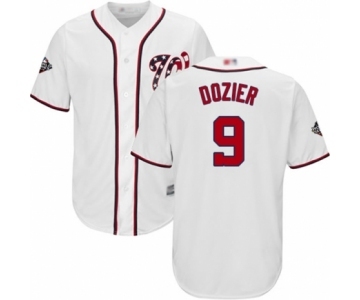 Men's Washington Nationals #9 Brian Dozier Replica White Home Cool Base 2019 World Series Bound Baseball Jersey