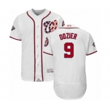 Men's Washington Nationals #9 Brian Dozier White Home Flex Base Authentic Collection 2019 World Series Bound Baseball Jersey