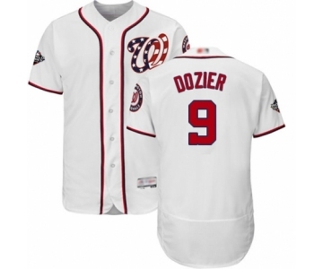 Men's Washington Nationals #9 Brian Dozier White Home Flex Base Authentic Collection 2019 World Series Bound Baseball Jersey