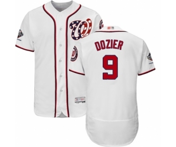 Men's Washington Nationals #9 Brian Dozier White Home Flex Base Authentic Collection 2019 World Series Champions Baseball Jersey