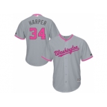 Washington Nationals #34 Bryce Harper Gary Home 2016 Mother's Day Cool Base Jersey