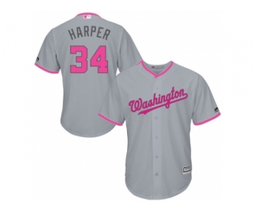 Washington Nationals #34 Bryce Harper Gary Home 2016 Mother's Day Cool Base Jersey