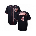 Washington Nationals #4 Howie Kendrick Authentic Navy Blue Team Logo Fashion Cool Base MLB Jersey