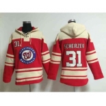 mlb jerseys washington nationals #31 scherzer red[pullover hooded sweatshirt]