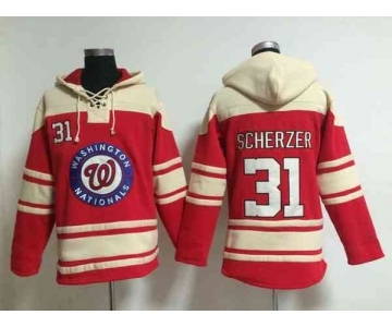 mlb jerseys washington nationals #31 scherzer red[pullover hooded sweatshirt]