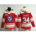 mlb jerseys washington nationals #34 harper red[pullover hooded sweatshirt]