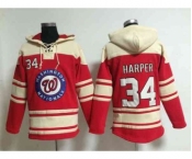 mlb jerseys washington nationals #34 harper red[pullover hooded sweatshirt]