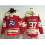 mlb jerseys washington nationals #37 strasburg red[pullover hooded sweatshirt]