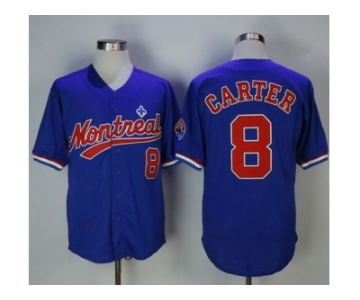 Mitchell And Ness BP Montreal Expos #8 Gary Carter Blue Throwback Stitched MLB Jersey