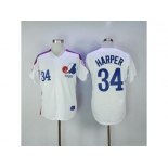 Mitchell And Ness Montreal Expos #34 Bryce Harper White Throwback Stitched MLB Jersey