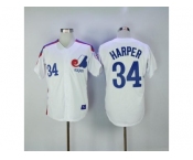 Mitchell And Ness Montreal Expos #34 Bryce Harper White Throwback Stitched MLB Jersey