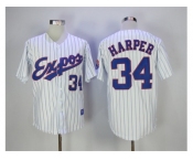 Montreal Expos #34 Bryce Harper White Throwback Jersey