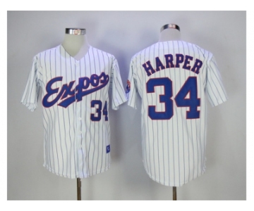 Montreal Expos #34 Bryce Harper White Throwback Jersey