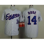 mlb jerseys montreal expos #14 rose white(blue strip)[1982 m&n]