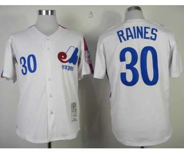 mlb jerseys montreal expos #30 tim raines m&n white